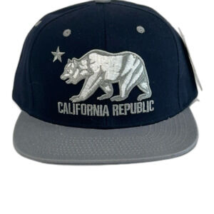 Black Eagle Cap Hat Unisex Snapback Navy Gray California Republic Logo CALI